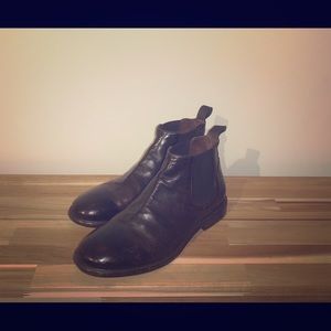 M Gemi BROWN Leather Chelsea Boots Dritto SZ 41 EU